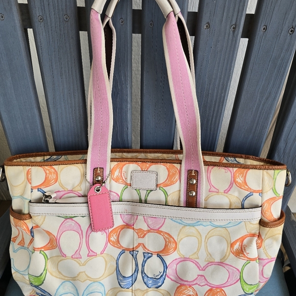 Coach Vintage 2006 Rare Scribble Multi-colored Multibaby Tote/Crossbo. Bag 10676 - Picture 5 of 16